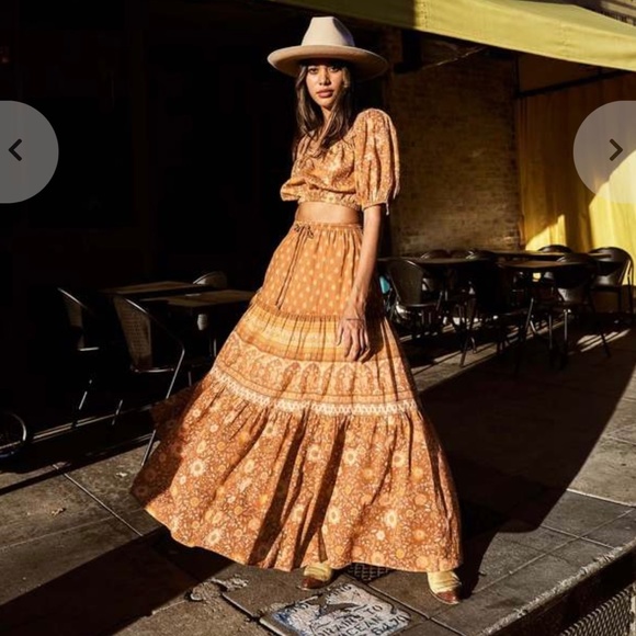 Spell Women's Maxi Skirt in Brown and Cream - Picture 2 of 15